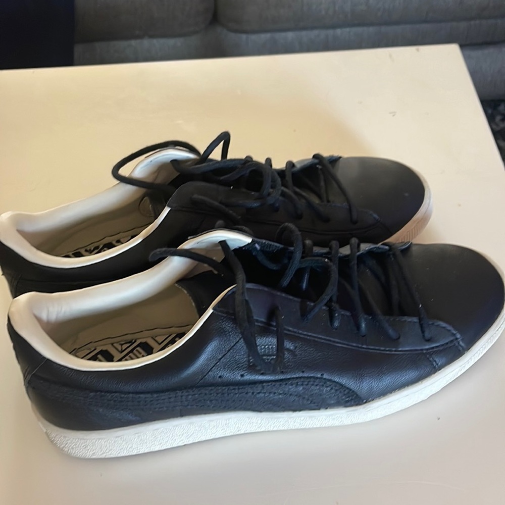 New Puma Men's Basket Citi Series Black Leather Shoes